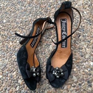 Juicy Couture Black Heels with Jewel Bow
